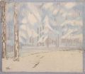 KatNr 431&nbsp;&nbsp; Margarete Geibel, Winterliche Flusslandschaft / Verschneite Waldlandschaft. Um 1915.