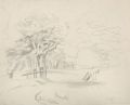 KatNr 607   Bernhard Kretzschmar, Baumbestandene Landschaft mit Gartenzaun. Ohne Jahr.