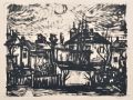 KatNr 831 Erhard Hippold, Blick aus der Villa Sorgenfrei / "Mondlandschaft" (Blick vom Hang auf die Villa Sorgenfrei, Radebeul) / Straße in Radebeul. 1948 / 1950 /1940er Jahre.