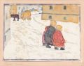 KatNr 234&nbsp;&nbsp; Margarete Geibel, Drei Kinder auf einer verschneiten Straße in Weimar. Um 1910.