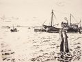 KatNr 529 Erhard Hippold, Drei Ostseeansichten mit Fischerbooten. 1948/1950.