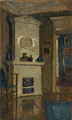 KatNr 234   Max A. P. Frey "Wohnzimmer" (Grüner Salon mit Meissner Kachelofen). Wohl 1910er/1920er Jahre.