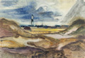 KatNr 528   Erhard Hippold "Leuchtturm" / Flusslandschaft. 1955/1950er Jahre.