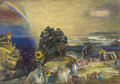KatNr 124   Paul Wilhelm "Landschaft mit Regenbogen" (Blick auf Radebeul und das Minckwitzsche Weinberghaus). Wohl 1955.
