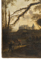 KatNr 3 Frederik de Moucheron, Landschaft mit Burg Bentheim. Wichtiges Gemälde aus dem Besitz der Maria Adelphine Prinzessin zu Bentheim. 3. Viertel 17. Jh.
