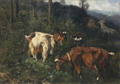 KatNr 026   Giuseppe Palizzi, Ziegengruppe am Waldsaum. Wohl Mitte 19. Jh.