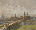 KatNr 095   Rudolf Poeschmann "Dresden mit Augustusbrücke. Im Frühling". Wohl 1930er Jahre.