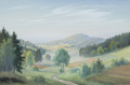 KatNr 088   Willy Müller-Lückendorf "Vormittagsstimmung" (Blick zu Lausche). Zwischen 1964 und 1968.