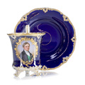 KatNr 745 Porträttasse und Untertasse "Johann, König von Sachsen". Meissen. 3. Viertel 19. Jh.