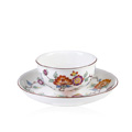 KatNr 738   Koppchen und Untertasse mit "Päonienstauden auf Luftwurzeln und Bambushalmen". Meissen. 1729– 1731.