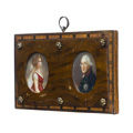KatNr 33 Monogrammist F.R. nach Anton Graff und Elisabeth Louise Vigée Le Brun, Miniatur-Doppelbildnis Friedrich der Große und Luise von Preußen. 1817.