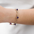 KatNr 839 Gelbgold-Gliederarmband mit Amethysten. VEB Ostsee-Schmuck (ehemals Fischlandschmuck). 1958 -1990.