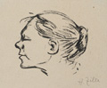 KatNr 435   Heinrich Zille, Frauenkopf nach links. 1919.