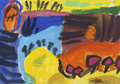 KatNr 544   Fritz Keller "Landschaft" (wohl Lancken-Granitz) / "Bauer mit Pferd" / "Zwei Pferde in Landschaft". 1970er Jahre.