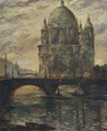KatNr 127   Unbekannt Künstler, Blick über die Spree auf den Berliner Dom. Wohl 1920er/1930er Jahre.