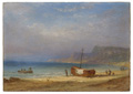 KatNr 023   Carl Morgenstern, Fischerboote an der Küste von Fécamp, Normandie. Wohl um 1844.