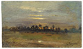 KatNr 055   Louis Douzette "Darß – Blick über abendliche Wiesen". Wohl 1890er Jahre.