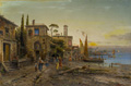 KatNr 092   Leonhard Paulus, Abendliche Stadt an der italienischen Riviera (?). Um 1900.