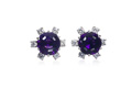 KatNr 919 Paar Blüten-Ohrstecker mit Amethyst-Solitären.