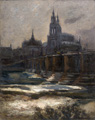 KatNr 128   Unbekannt Künstler, Winterabend an der Dresdner Augustusbrücke. 1906.