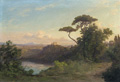 KatNr 013   Unbekannter Deutschrömer, Blick über den Lago di Nemi zum Monte Circeo. Wohl 2. Viertel 19. Jh.