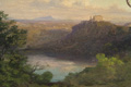 KatNr 13 Unbekannter Deutschrömer, Blick über den Lago di Nemi zum Monte Circeo. Wohl 2. Viertel 19. Jh.