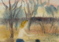 KatNr 619   Helmut Schmidt-Kirstein, Mädchen in abendlicher Landschaft. 1972.