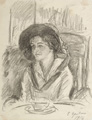 KatNr 334 Elisabeth Epstein, Im Garten lesende Frau / Dame mit Hut. 1916.