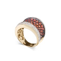 KatNr 905   Pavé-Ring mit orangen Topasen und Brillanten. Wohl John C. Rinkler, USA. 21. Jh.