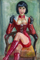 KatNr 051   Hans (Johann) Clar, Dame in Rot / Dame mit schwarzen Strümpfen. Wohl 1930er Jahre.