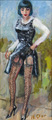 KatNr 51 Hans (Johann) Clar, Dame in Rot / Dame mit schwarzen Strümpfen. Wohl 1930er Jahre.