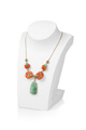 KatNr 841   Collier mit grüner und oranger Jade. Wohl 1960er/1970er Jahre.