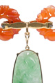 KatNr 841 Collier mit grüner und oranger Jade. Wohl 1960er/1970er Jahre.