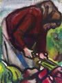 KatNr 598   Curt Querner, Rübenausmacherin in roter Jacke. 1956.