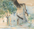 KatNr 413   Robert Hermann Sterl, Gehöft mit Wegekreuz in Eppan (Südtirol). 1917.