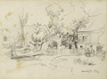 KatNr 263 Wilhelm Claudius "Dörfel" / "Arnsdorf" / Hühnerschar zwischen Bäumen. 1873– 1886.