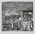 KatNr 660 Werner Wittig "Stilleben vor Weinbergen" / "Das Neustädter Ufer" / "Radebeul" / "Brockwitz" / Winterabend (Radebeul) / "Straße in Radebeul". 1966– 1970.