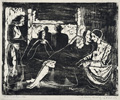 KatNr 532 Hedwig Holtz-Sommer, Flüchtlinge / Zwei alte Frauen / Rufender Knabe / Sitzender Knabe / Interieur mit Figuren / Schlafende. Wohl 1950er bis 1970.