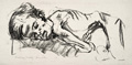 KatNr 532 Hedwig Holtz-Sommer, Flüchtlinge / Zwei alte Frauen / Rufender Knabe / Sitzender Knabe / Interieur mit Figuren / Schlafende. Wohl 1950er bis 1970.