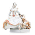 KatNr 594&nbsp;&nbsp; "Dame mit Mohrenknabe". Paul Scheurich für Meissen. Entwurf 1919.