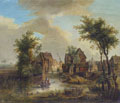 KatNr 3 Jan Brueghel d.Ä., Paar holländische Stadtansichten mit Grachten. Ca. 1630– 1650.