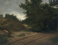 KatNr 044&nbsp;&nbsp; Wilhelm Amberg "Weg mit Buchen" (Dünenlandschaft bei Misdroy). Wohl um 1870/1880.