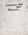 KatNr 155 Hans Jüchser "Sitzender Akt" (Helga, die Arme hinter dem Kopf verschränkt). 1962.