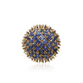 KatNr 625 Gelbgold-Saphir-Pavéring "Blue Snowball".