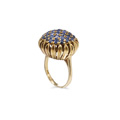 KatNr 625 Gelbgold-Saphir-Pavéring "Blue Snowball".