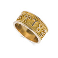 KatNr 600 Gelbgold-Bandring mit Zodiac-Symbolen. Wohl 1920er Jahre oder 1930er Jahre.