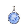 KatNr 595&nbsp;&nbsp; Collieranhänger mit venezianischer Kamee in blauem Murano-Glas. Italien.