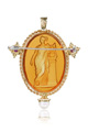 KatNr 594 "Kalliope"-Collieranhänger mit Kamee in orangefarbenen Murano-Glas. Murano, Italien.
