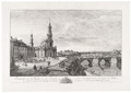 KatNr 181&nbsp;&nbsp; Bernardo Bellotto, gen. Canaletto "Perspective de la Facade de la Roiale Eglise Catolique, avec une part du Palais...". 1748.