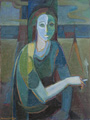 KatNr 143&nbsp;&nbsp; Eckhard Kempin "Frau in Landschaft". 1976.